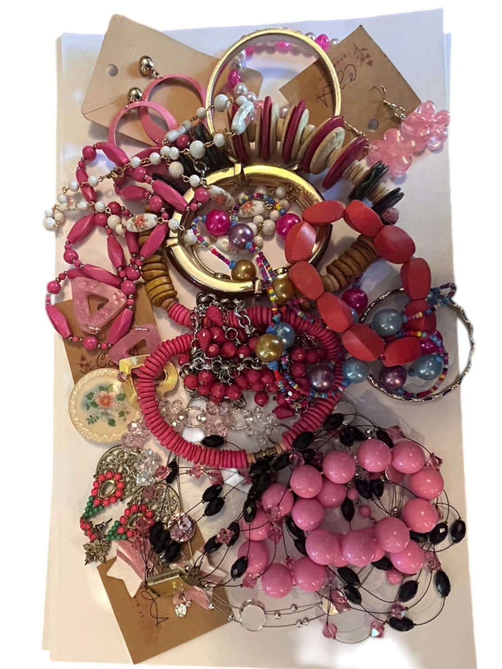 Pink Vintage and Modern Jewelry Lot 1 pound